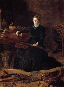 トーマス・イーキンス Painting - 時代遅れの音楽 別名サラ・セージホーンの肖像 フリシュマス・リアリズムの肖像画 トーマス・イーキンス